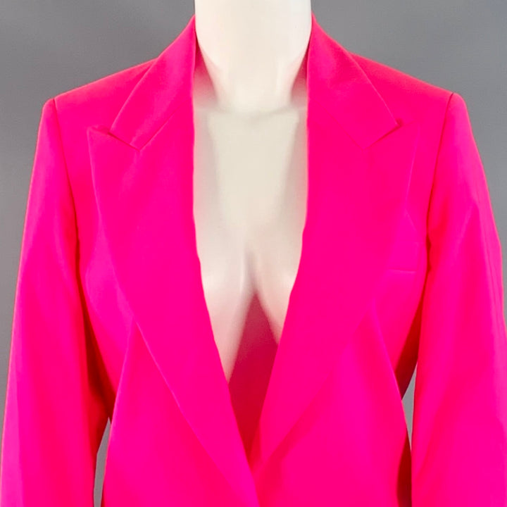 MSGM Size S Hot Pink Wool Peak Lapel Single Button Jacket Blazer
