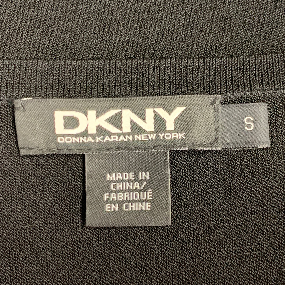 DKNY Size S Black Beige Viscose Blend Knit Triangle Crew Neck Pullover