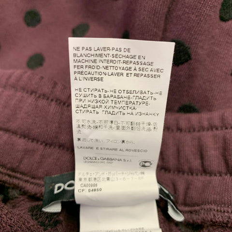 DOLCE & GABBANA Size 38 Burgundy Black Polka Dot Cotton Sweatpants Casual Pants