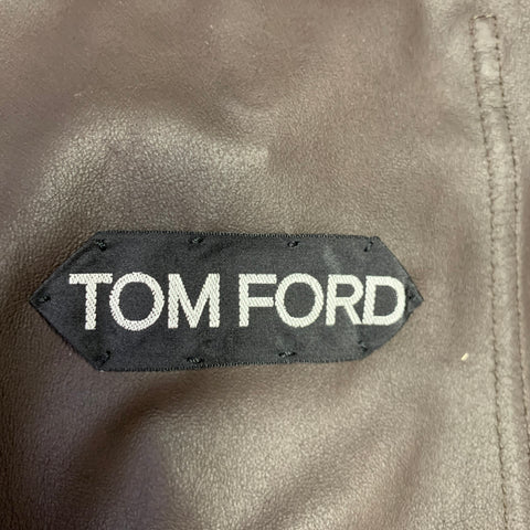 TOM FORD Size 46 Brown Lambskin Suede Shirt Jacket