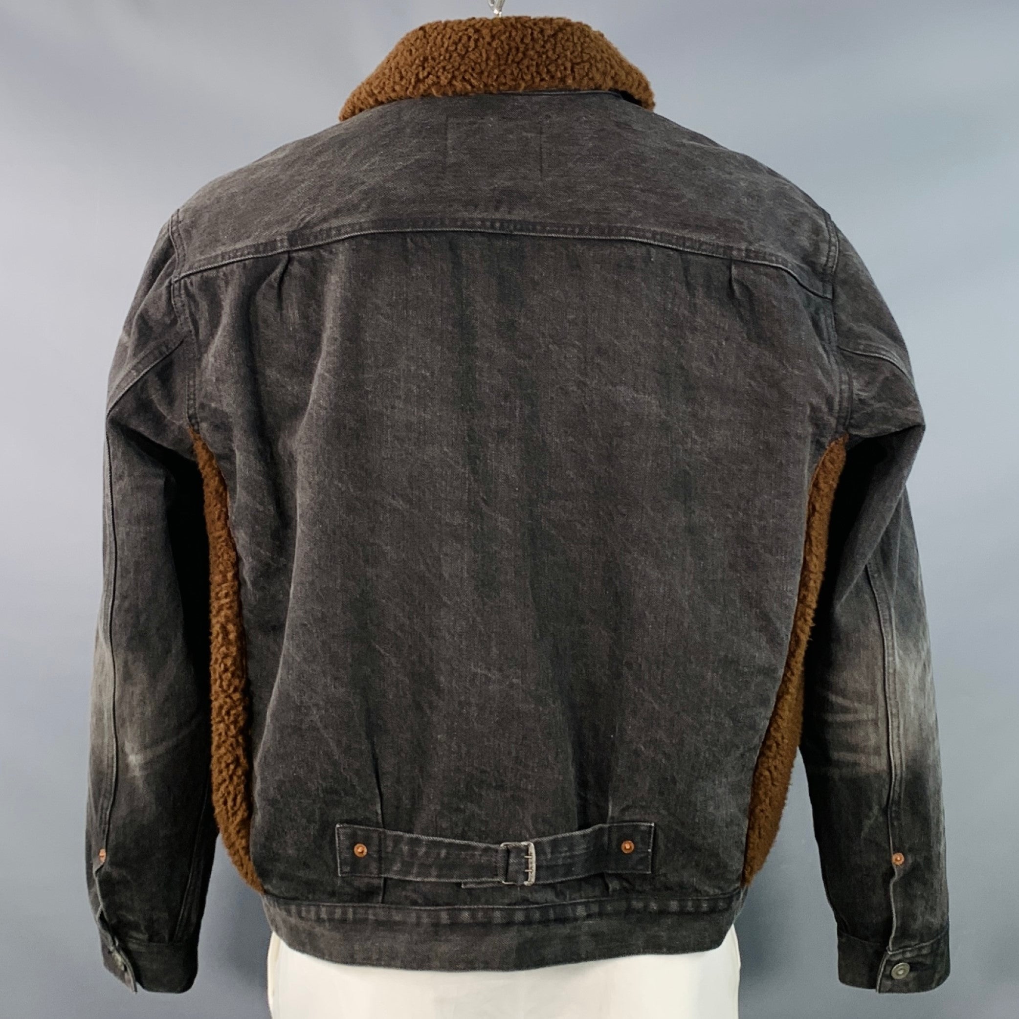 RRL by RALPH LAUREN Grizzly Boa Size XL Brown Black Denim Sherpa