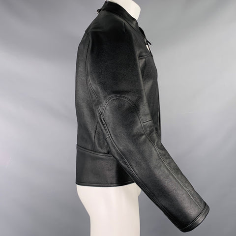 COURREGES Size S Black White Leather Bomber Jacket