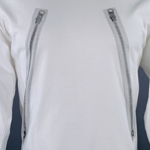 MAISON MARGIELA Size S White Black Graphic Cotton Long T-shirt