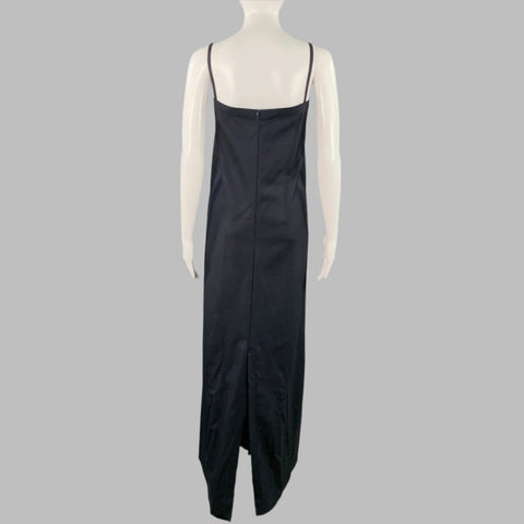 THE ROW Size 0 Navy Wool Spaghetti Straps Long Dress