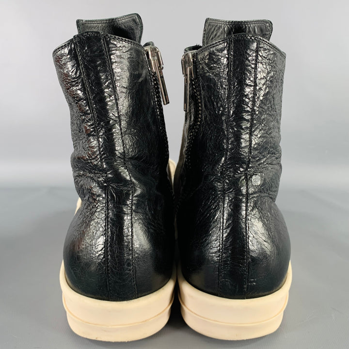 RICK OWENS Size 9 Black White Leather High Top Sneakers