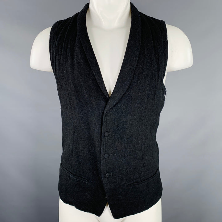ROBERT GELLER Size M Black Shawl Collar Wool Blend Vest