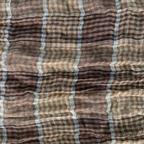 BRUNELLO CUCINELLI Size Brown Tan Plaid Linen Scarves