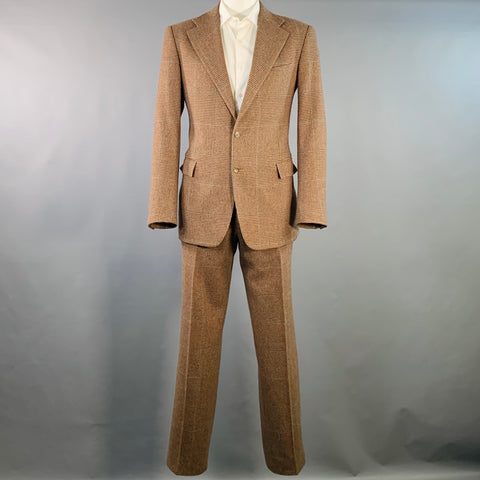 POLO by RALPH LAUREN Size 42 Long Brown Green Houndstooth Notch Lapel Suit
