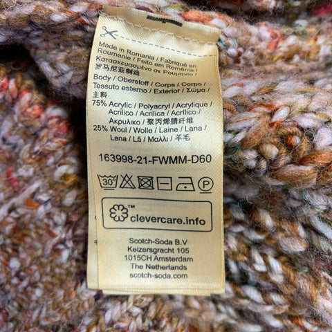 SCOTCH AND SODA Size L Orange Multi Color Cable Knit Acrylic Wool Sweater