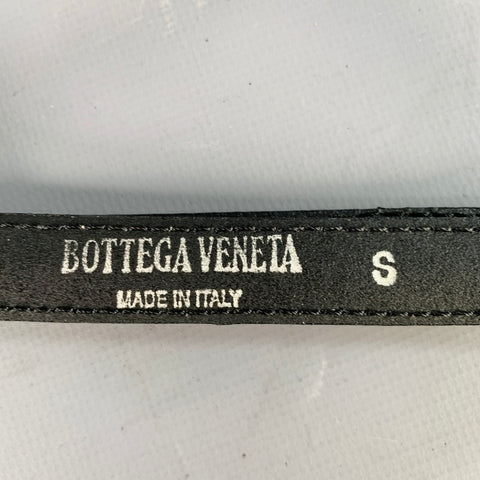 BOTTEGA VENETA Size S Black Gold Patent Leather Skinny Belt