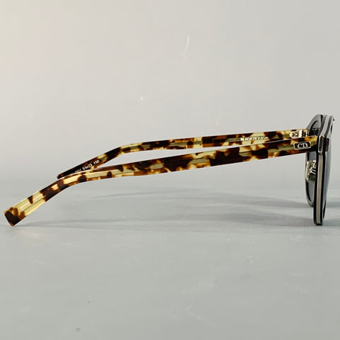 DIOR HOMME Black Tortoiseshell Acetate Aviator Sunglasses