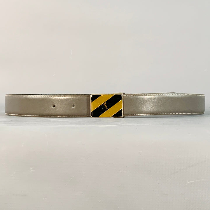 YVES SAINT LAURENT Vintage Size 37 Grey Silver Leather Belt