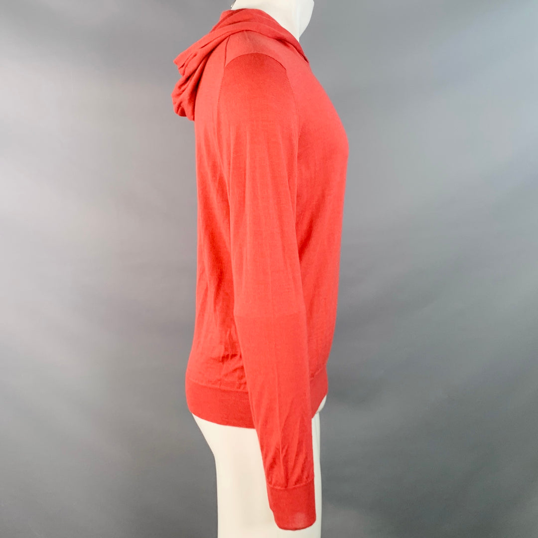ISAIA Size M Brick Red Cashmere Silk Hoodie Pullover