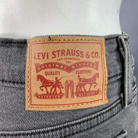 JEAN LEVI STRAUSS Wedgie Straight gris en mélange de coton, taille 27, à boutons