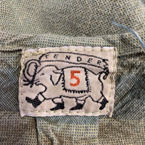 TENDER CO. Size L Green Wash Cotton Nehru Collar Long Sleeve Shirt