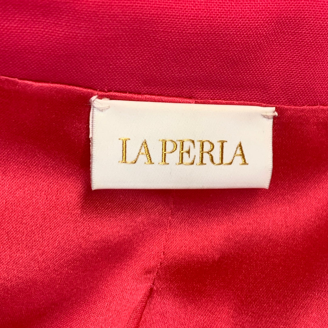LA PERLA Size 4 Hot Pink Wool Blend Double Breasted Pantsuit