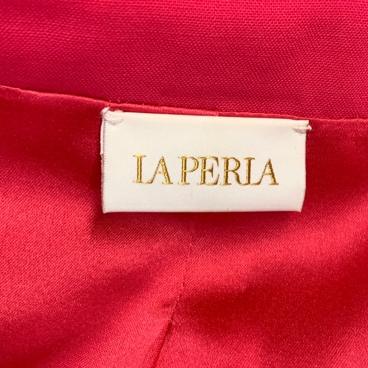 LA PERLA Size 4 Hot Pink Wool Blend Double Breasted Pantsuit
