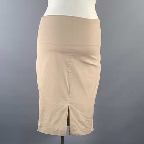 GUCCI Size L Khaki Cotton Blend Fitted Below Knee Skirt