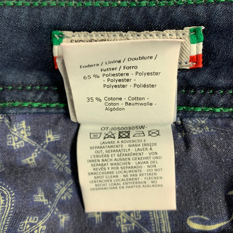 JACOB COHEN Size 34 Blue Green Contrast Stitch Cotton Blend Button Fly Jeans