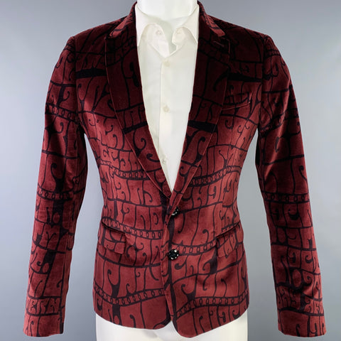DRIES VAN NOTEN Size 38 Brown Black Abstract Cotton Sport Coat