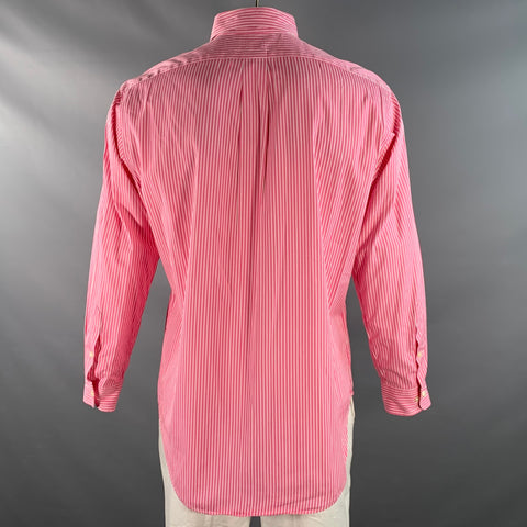 RALPH LAUREN Size XXL Pink White Stripe Cotton Long Sleeve Shirt