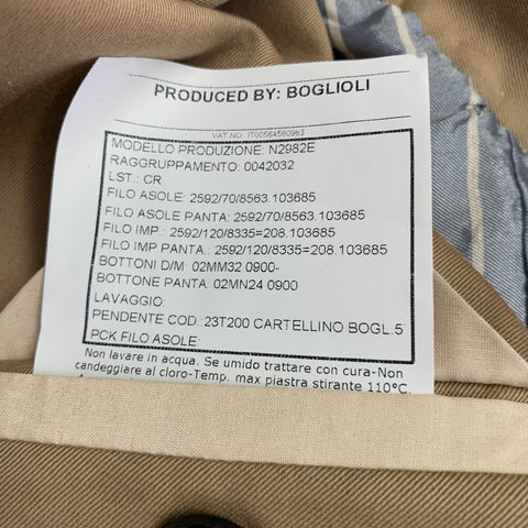 BOGLIOLI Size 44 Beige Wool Cotton Single Breasted Sport Coat