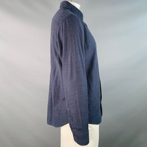 BILLY REID Size L Navy Cotton Button Down Collar One Pocket Long Sleeve Shirt