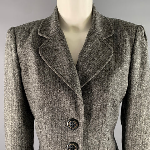 DOLCE & GABBANA Size 8 Grey Black Wool Blend Stripe Blazer