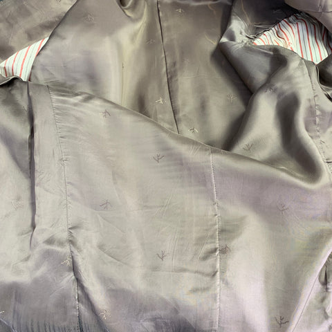 ISAIA Size 44 Grey Light Blue Pinstripe Wool Single Breasted Suit