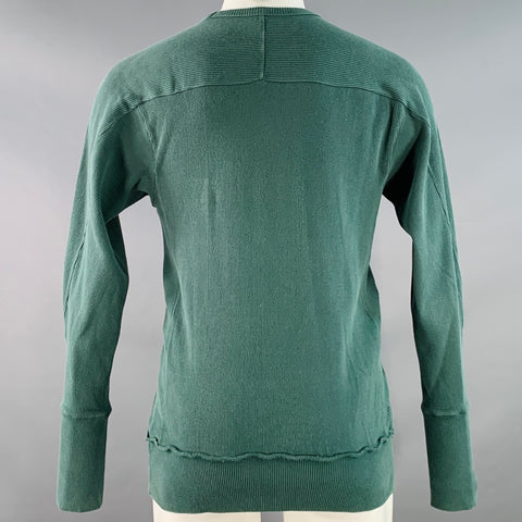 VINTAGE Size XS Green Rib Knit Crew Neck Long Sleeve Pullover