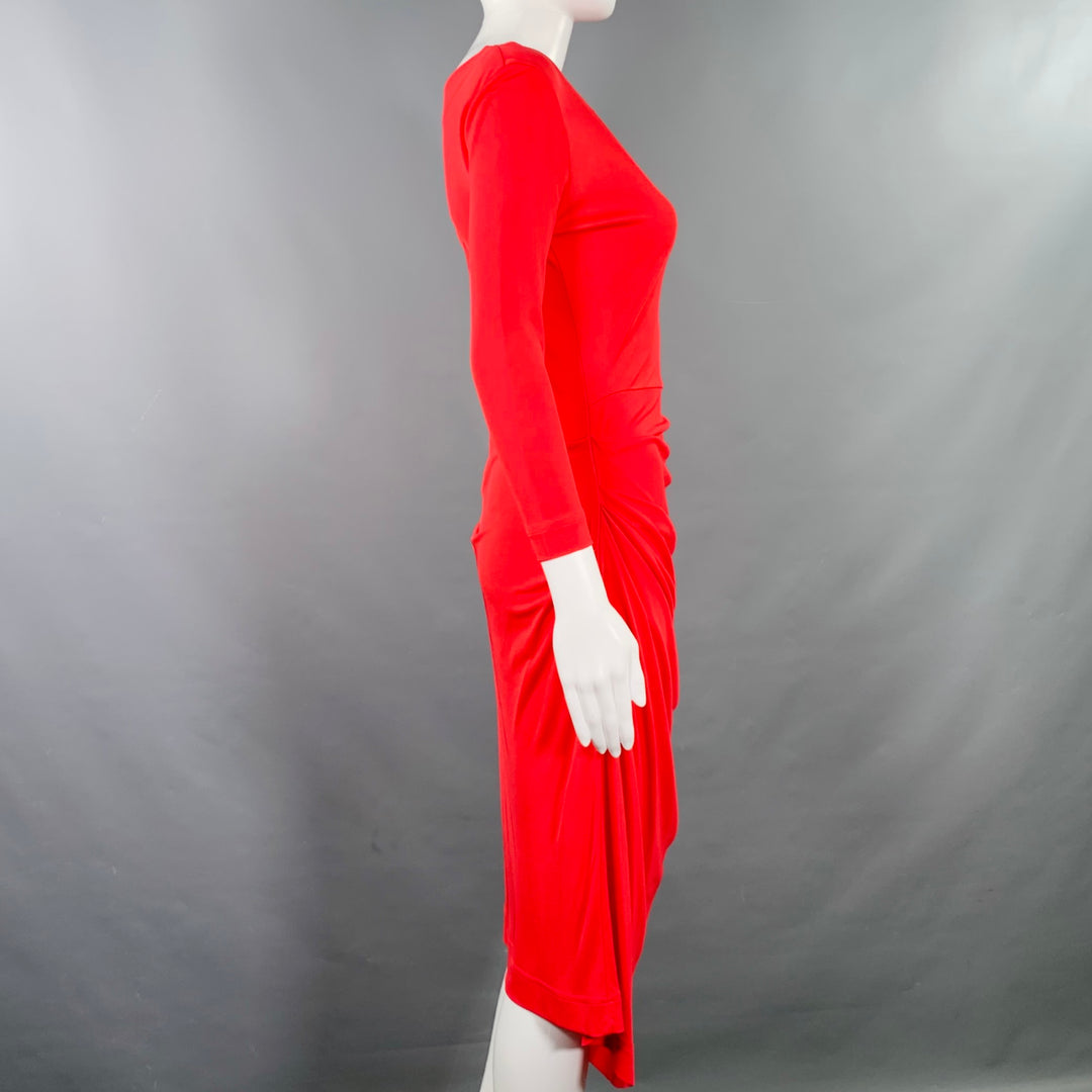 VIVIENNE WESTWOOD Size XS Red Viscose Ruched Long Sleeve Dress