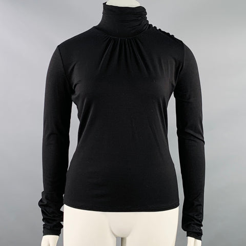 MAX MARA Size L Black Viscose Blend Mock Neck Pullover