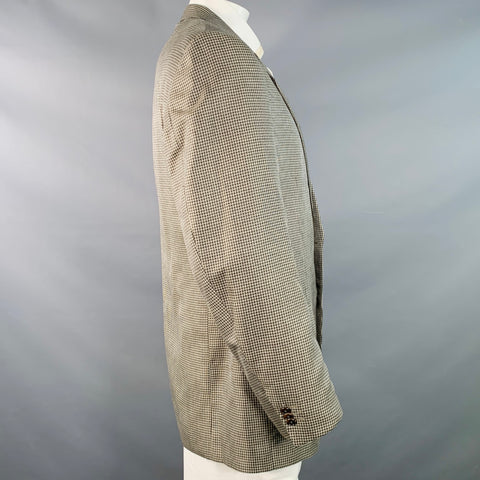 CORNELIANI Size 46 Regular Black White Grid Silk Virgin Wool Notch Lapel Sport Coat