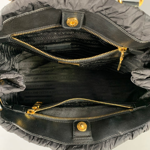 PRADA Black Quilted Nylon Handbag & Leather Goods