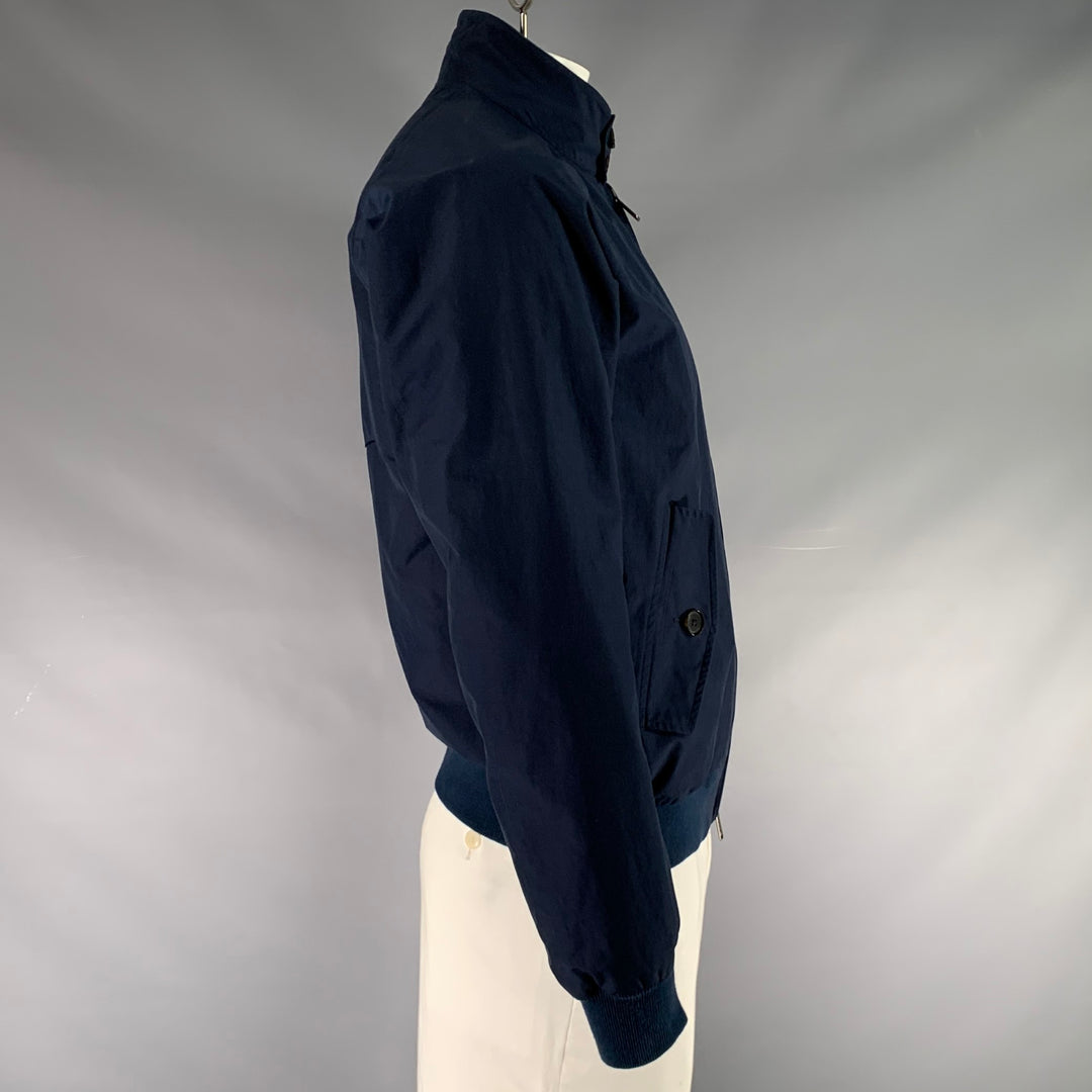 BARACUTA Size 42 Navy Cotton Polyester Zip Up Jacket