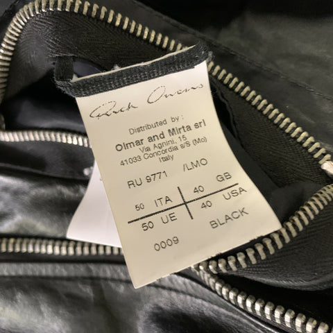 RICK OWENS Size 40 Black Leather Biker Zip Up Jacket