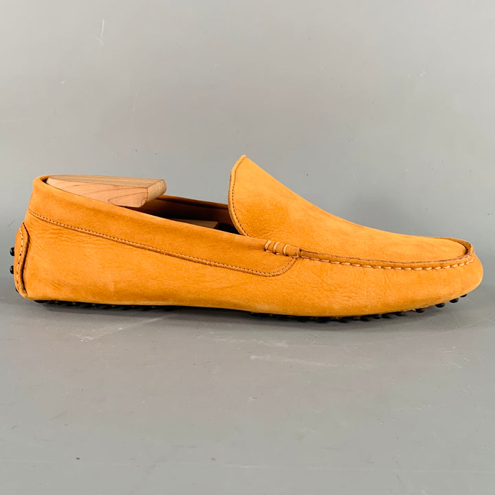 M. GEMI Size 10 Orange Suede Drivers Loafers