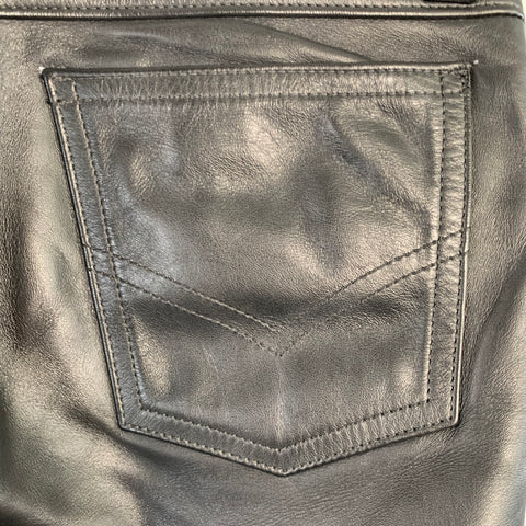 MR. S LEATHER Size 33 Black Leather Jean Cut Straight Casual Pants
