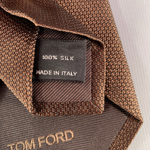 TOM FORD Brown Textured Silk Tie