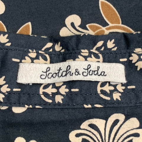 SCOTCH AND SODA Size XL Black Beige Abstract Floral Cotton Long Sleeve Shirt
