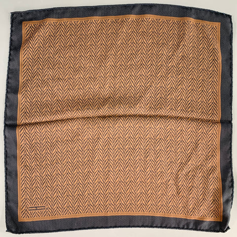 GIORGIO ARMANI Pochette de costume marron noir à motif zig-zag