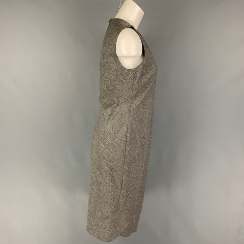 RICHARD TYLER Taille 8 Robe sans manches en laine vierge et cachemire gris chiné