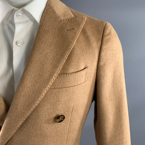 SUIT SUPPLY Chest Size 36 Tan Khaki Camel Hair Double Breasted Sport Coat