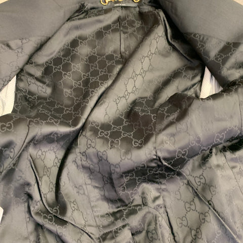 GUCCI Size 2 Black Wool Blend Peak Lapel Jacket Blazer