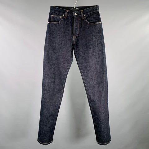 HELMUT LANG Size 30 Blue Indigo Contrast Stitch Cotton Straight Jeans