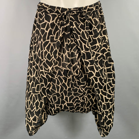 DAMIR DOMA Taille XL Short Entrejambe Bas Mélange Laine Vierge Noir Beige Imprimé Abstrait