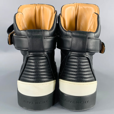 GIVENCHY Size 8 Black Leather High Top Sneakers