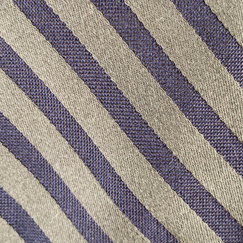 BARNEY'S NEW YORK Grey Navy Diagonal Stripe Silk Cotton Tie