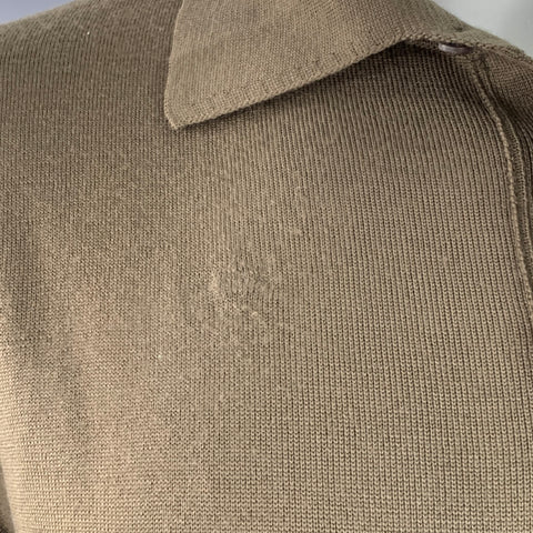 ERMENEGILDO ZEGNA Size L Khaki Wool Long Sleeve Polo Pullover