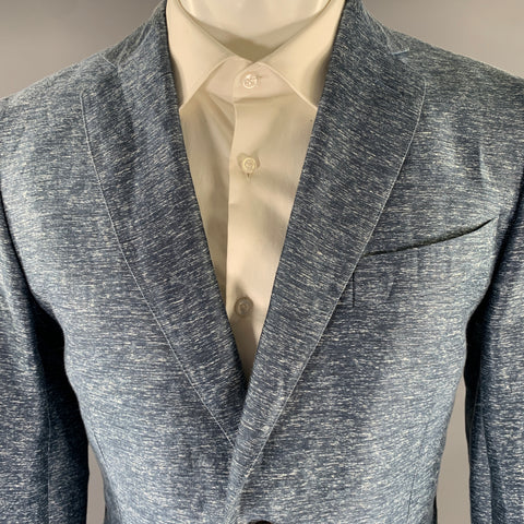 EIDOS Size 40 Blue White Heather Linen Blend Sport Coat